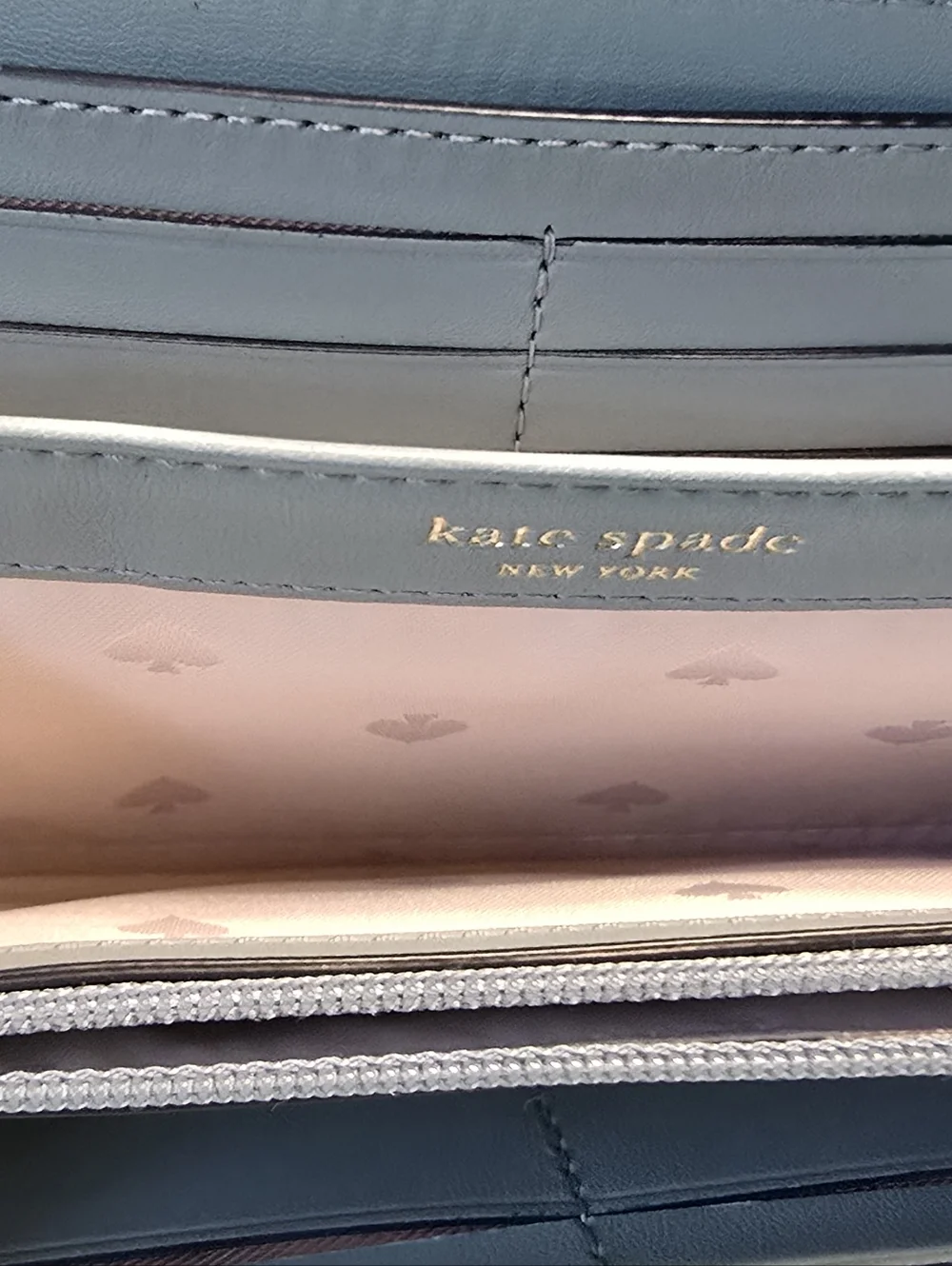 kate spade Pebbled Leather Zip Continental Wallet - Light Blue - Picture 5 of 8